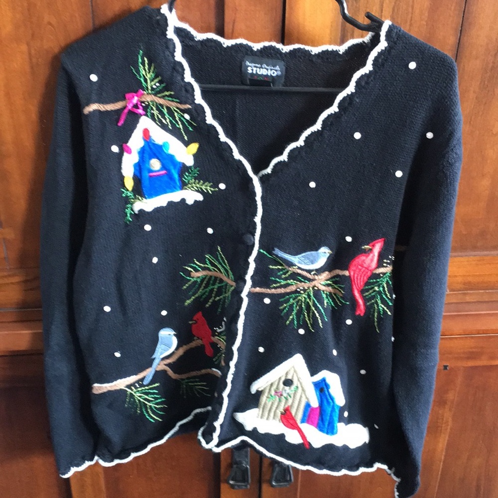 Festive Holiday Black Sweater